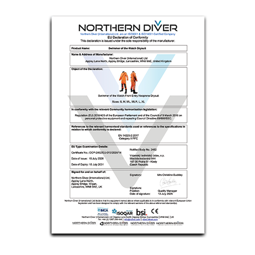 Swimmer of the Watch Declaration of Conformity